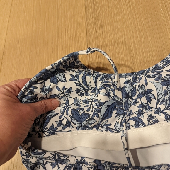 Floral Blue and White Athletic Romper - Picture 7 of 9